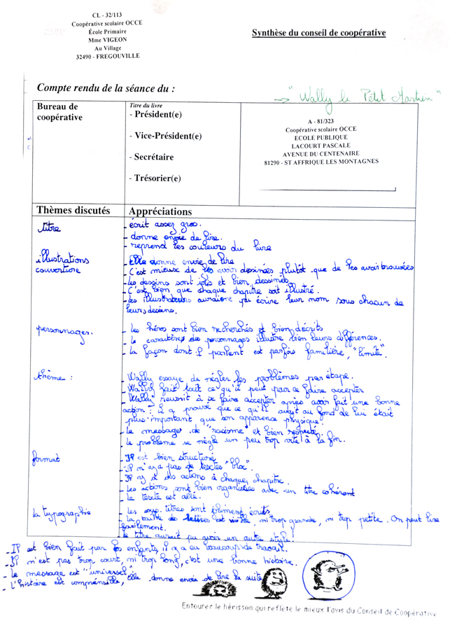 fiche réponse